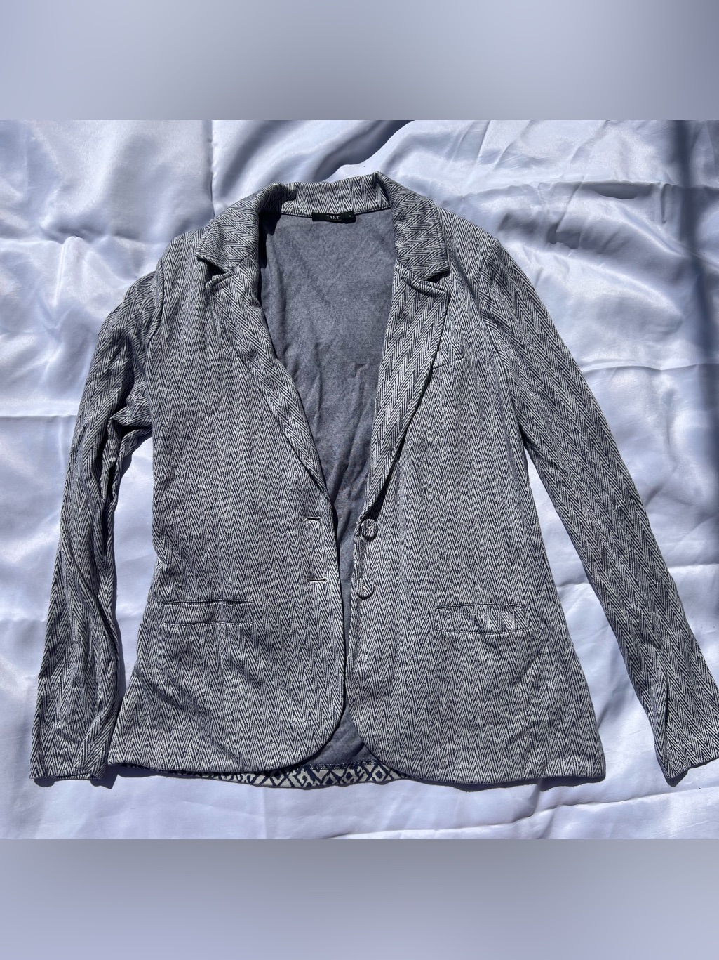 Tart Gray Herringbone Knit Blazer Jacket